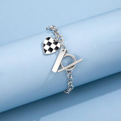 China CLASSIC Cool Bracelet OT Checkerboard Bracelet Popular Love Fashion Bracelet Buckle Pendant for sale