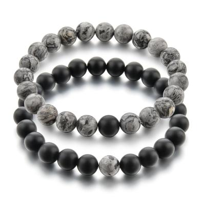 China High End Natural Agate Bead Stone Beads Bracelet Fashion Double Color Natural Stone Bead Bracelet for sale