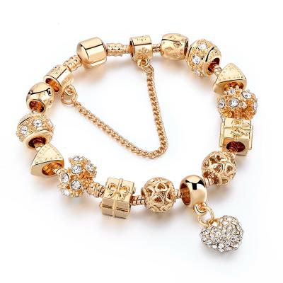 China CLASSIC charm bracelet gold plated multi-charm beaded bracelet charm gold jewelry heart shaped bracelet for sale