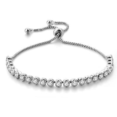 China 2019 Trendy Shine 4mm Zircon Beads Slide Adjustable Women's Charm Zircon Bracelet for sale