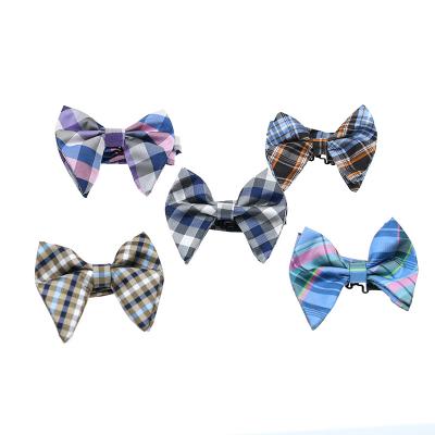 China Fancy Two Pleats Microfiber Jacquard Bow Tie Poly Fashion Check Group Designs Pre-Tied Large Adjustable Oversized Formal Vintage Large Bow Tie for sale