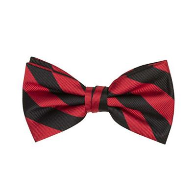 China Custom hand made collegiate repp of 100% Microfiber woven JACQUARD MICROFIBER WOVEN stripe 1cm Pre-tied adjustable bow ties for sale