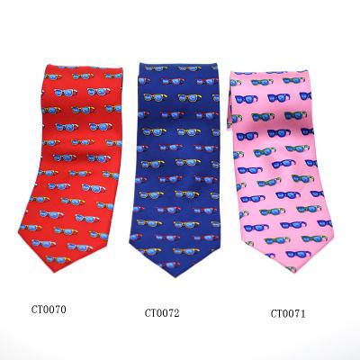 China Cuyino New Design Wear Silk Tie Handcrafted Novelty Handcrafted Sun Glasses Funny Outdoor Glass Tie Tie for sale