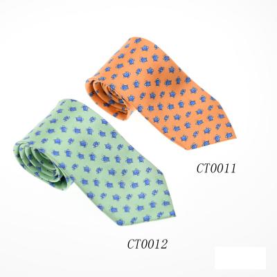 China BT LOOKING TIE CuyinO 100% Pure Silk Twill Hand Printing Turtle Pleasure Animal Men's Turtle Theme Tie Eco-Friendly Tie for sale