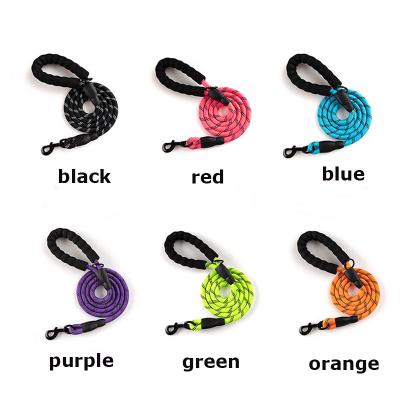 China High Quality Eco - Friendly Padded Colorful Nylon Round Rope Leash Lead For Dog for sale