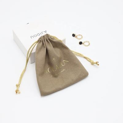 China High Quality Jewelry Pouch Drawstring Bag Gift Wrapping Muslin Safety Cotton Brown Soft Cotton Dust Packaging Pouch for sale