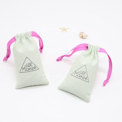 China Small Logo Printed BIODEGRADABLE Custom Cotton Drawstring Bag Jewelry Canvas Bag Gift Packaging Pouch for sale