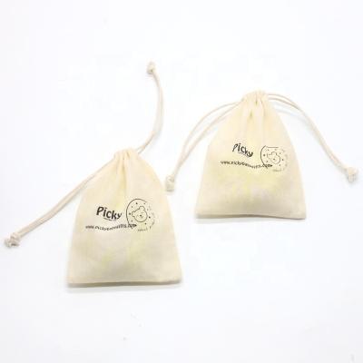 China Wholesale BIODEGRADABLE Cute Custom Cotton Cloth Baby Gift Thin Drawstring Bag 100% Pouch With Logo for sale