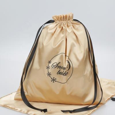 China Wholesale Recyclable Rose Gold Big Satin Bag Drawstring Pouch For Shoes for sale