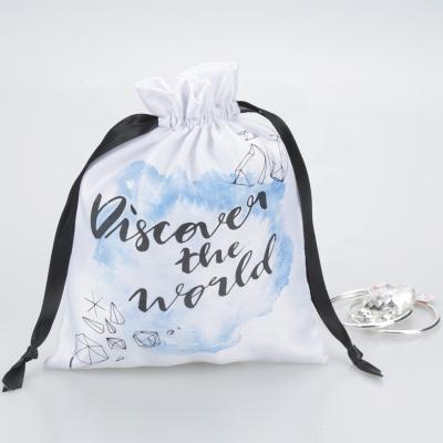 China Recyclable Custom Eco - Friendly Satin Bags Promotional Satin Bags With Logo Printed for sale