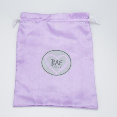 China Recyclable Wholesale Purple Satin Hair Satin 25*35 Packaging Bag Bags With Logo Printed for sale