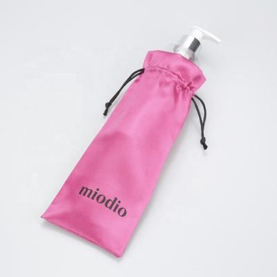 China Recyclable Wholesale Hot Pink Satin Bags Satin Drawstring Packaging Bags for sale