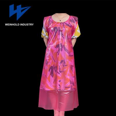 China HDPE/LDPE/CPE poly plastic waterproof apron/disposable plastic aprons pink for sale