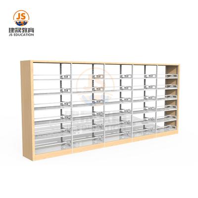 China Commercial Furniture Metal Locker Slot Angle Iron Shelf Corner School Library Book Shelving for sale