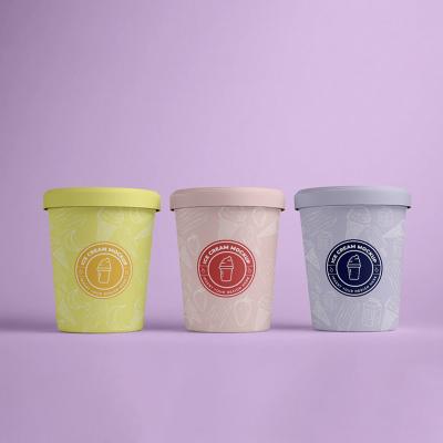 China 3.5oz Paper Cup Recyclable Disposable Ice Cream Paper Cup With Lid Spoon Custom Printed Paper Cups Ice Cream for sale