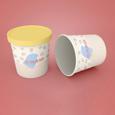 China Various Recyclable Food Grade Custom Printed 3/5/8/16/18 Ounce Disposable Ice Cream Paper Gelato Cups With Lid And Spoon for sale