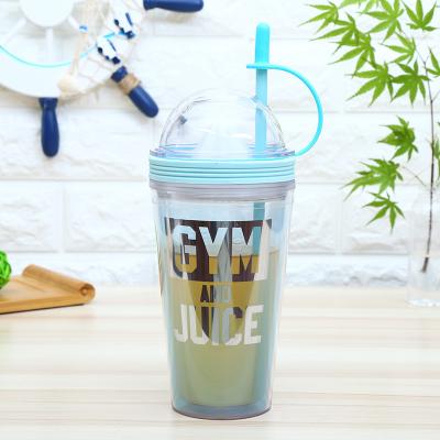 China Cartoon 16 Ounce Juicing Customized Transparent Color Plastic Tea Travel Coffee Mug for sale