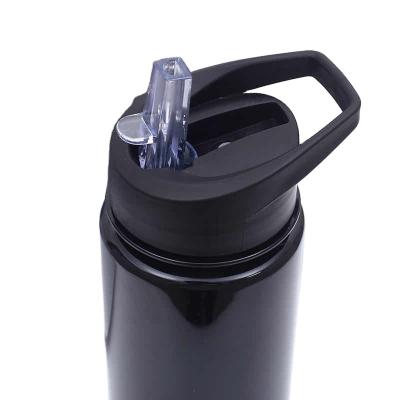 China Sustainable Hot Water Bottles Insulated Black 700ml Sport Water Bottles With Straw for sale