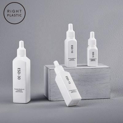 China Beauty packing 5ml 10ml 15ml 30ml luxury cosmetic white color PE essence bottle with squeeze dropper screw cap for sale