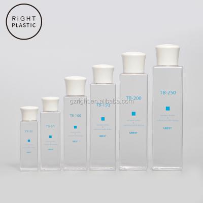 China BEAUTY Clear Plastic PETG Square Shaped Toner Bottle 30ml 50ml 100ml 150ml 200ml 400ml for sale