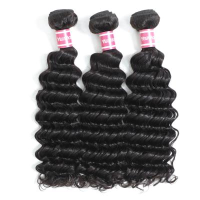 China Original 100% Malaysian Deep Wave Human Hair Cuticle Aligned Cuticle Aligned Weave Bundle Wet And Wavy Hair Double Weft Extension Weft Wholesale for sale