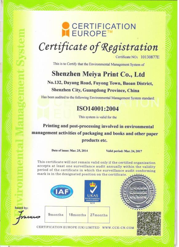 ISO14001 - Shenzhen Meiya Display CO.,Ltd