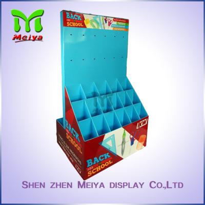 China Cardboard Hook Display for stationeries , Two sides Grid cardboard merchandising displays for sale