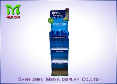 China Cardboard 4 tiers Drink Display ,B flute corrugated cardboard floor display with slide fastener for sale