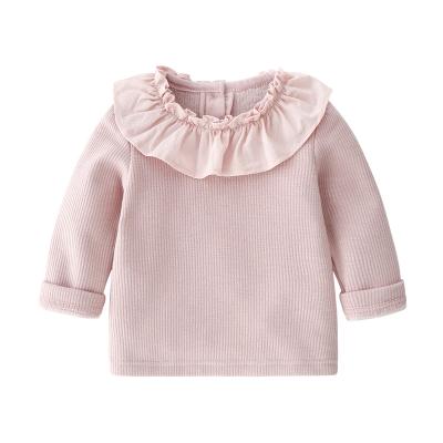 China Breathable Autumn Winter Plain Round Collar T-shirt For Toddler Knitting Pillou Babies Long Sleeve Cute Baby Clothes for sale