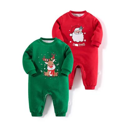 China 99% Cotton Baby Clothes Romper Santa Claus Deer Air Cotton Thickening Plus Velvet for sale