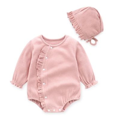 China 2022 New Arrival Oblique Pleat Edge Opening Baby Dresses Newborn Toddler Girl Clothes Slope Pleat Edge Opening Baby Romper for sale