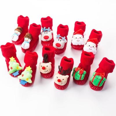 China Hot Sale Baby Cartoon Anti-skid Christmas Thickened Baby Shoes And Socks Toddler Baby Non-slip Soft Sole Floor Sock for sale