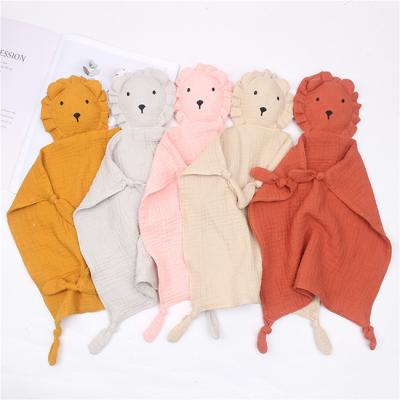 China Pure Cotton Baby Gauze Comfort Towel Muslin Baby Sleep Doll Lion Saliva Towel (95% and above) for sale