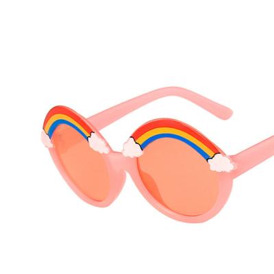 China Cute Children's Jelly Baby Eyewear Round Frame Sunglasses Rainbow Red Pink Fashion Sunglasses for Kids 3 to 8 Years for sale