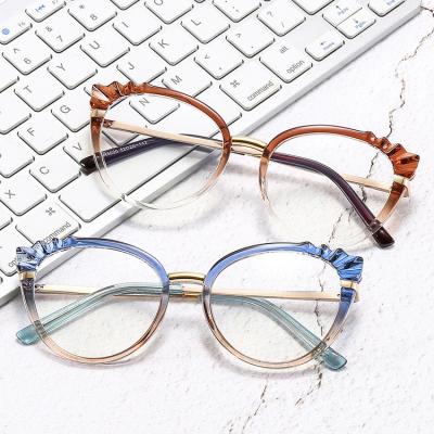 China For Reading Glasses 2022 New Women's Anti TR Flat Glass Blue Soft Frame Glasses Customized Color To Contrast Translucent Reading Computer Flat Glasses for sale