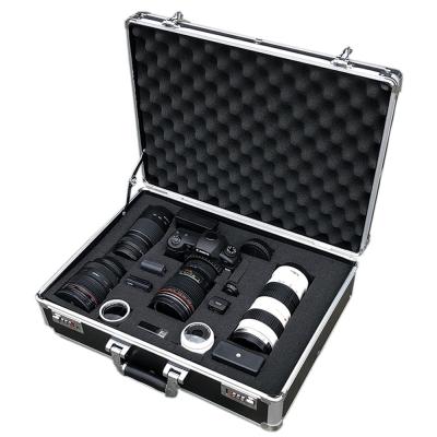 China Professional cosmetics convenience aluminum tool case for camera with diy foam aluminum case for lens with big diy sponge storage for sale