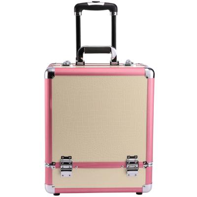 China Fashionable Professional Makeup Trolley Case Suitcase Trolley Make Up Cosmetic Artist Hairdresser Case Makeup Trolley Case Professional for sale