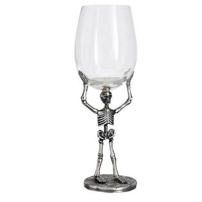 China With Skeleton Hand Wholesale Goblet With Skullman Stance Base, Skeleton Man Walking Wine Glass for sale