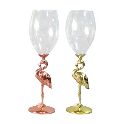 China Decorative Flamingo Shape Gold Metal Flamingo Wine Glass, for sale