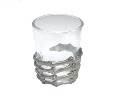 China Shot Glass with Skeleton Hand Shot Glass with Skeleton Hand 30ml Glasses for Halloween Day for sale