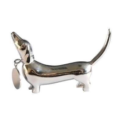 China Dog Shape Animal Ring Stand, Metal Dachshund Jewelry Stand for sale