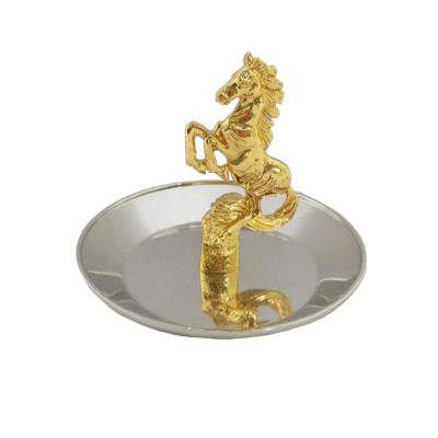 China Animal Horse Shape Ring Stand , Decorative Horse With Plate Jewelry Stand for sale