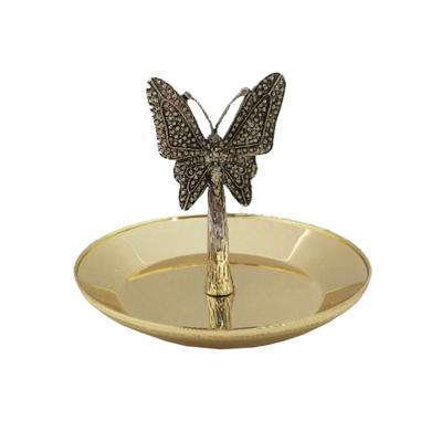 China Animal Butterfly Ring Holder , Decorative Butterfly With Plate Jewelry Holder for sale