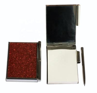 China With mirror ballpoint pen pocket stainless steel notepad and with mirror inside and included a ballpoint pen on the side hole for sale