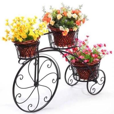 China Modern Creative Balcony Tiered Plants Stand Bicycle Shelf Flower Pots Christmas Party Decoration Garden Art Antique Items for sale