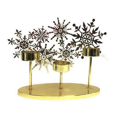 China Luxury Stainless Steel Snowflake Tea Light Stand Desk 3 Tier Tea Tree Light Stand for sale