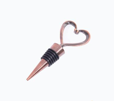 China Special gift heart shape bottle stopper, metal gold color wine stopper for valentine's day for sale