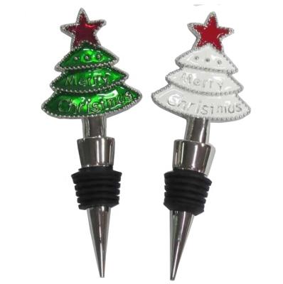 China With epoxy enamel wine stopper with Christmas tree and star, popular tree shape wine stopper for sale