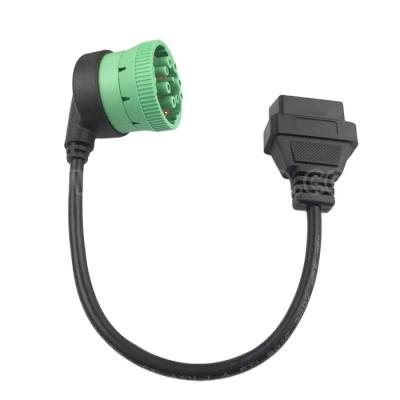 China OBD2 To Green Type2 J1939 Cable 0.3m Right Angle YS-9P-OBDR01 for sale