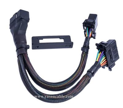 China OBD II 2 Cable OBD2 16pins Male To Thick Wire Y Splitter Female Cable 20awg YS-OS02 for sale